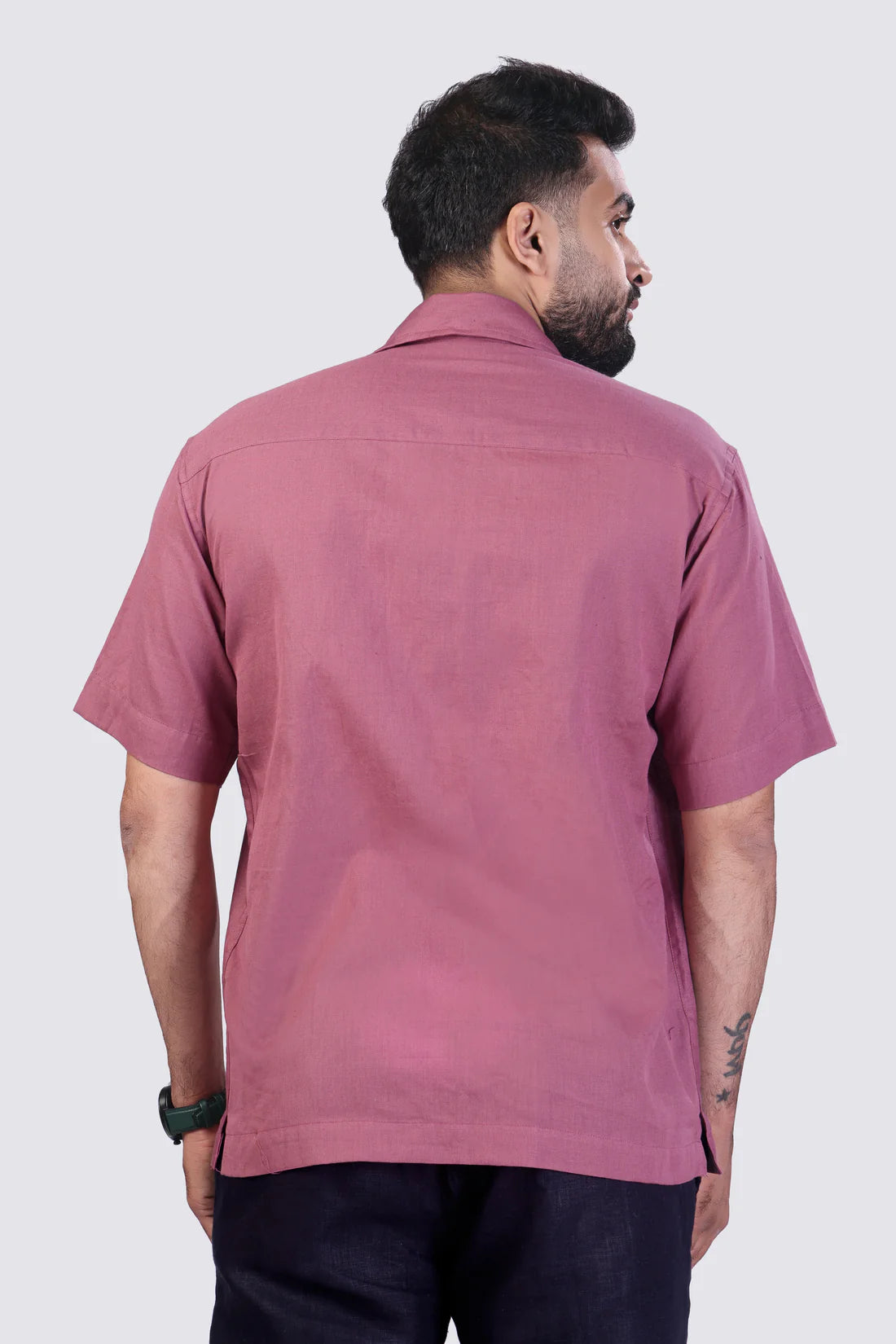 WILD FERN (PINK) - EMBROIDERED COTTON SHIRT