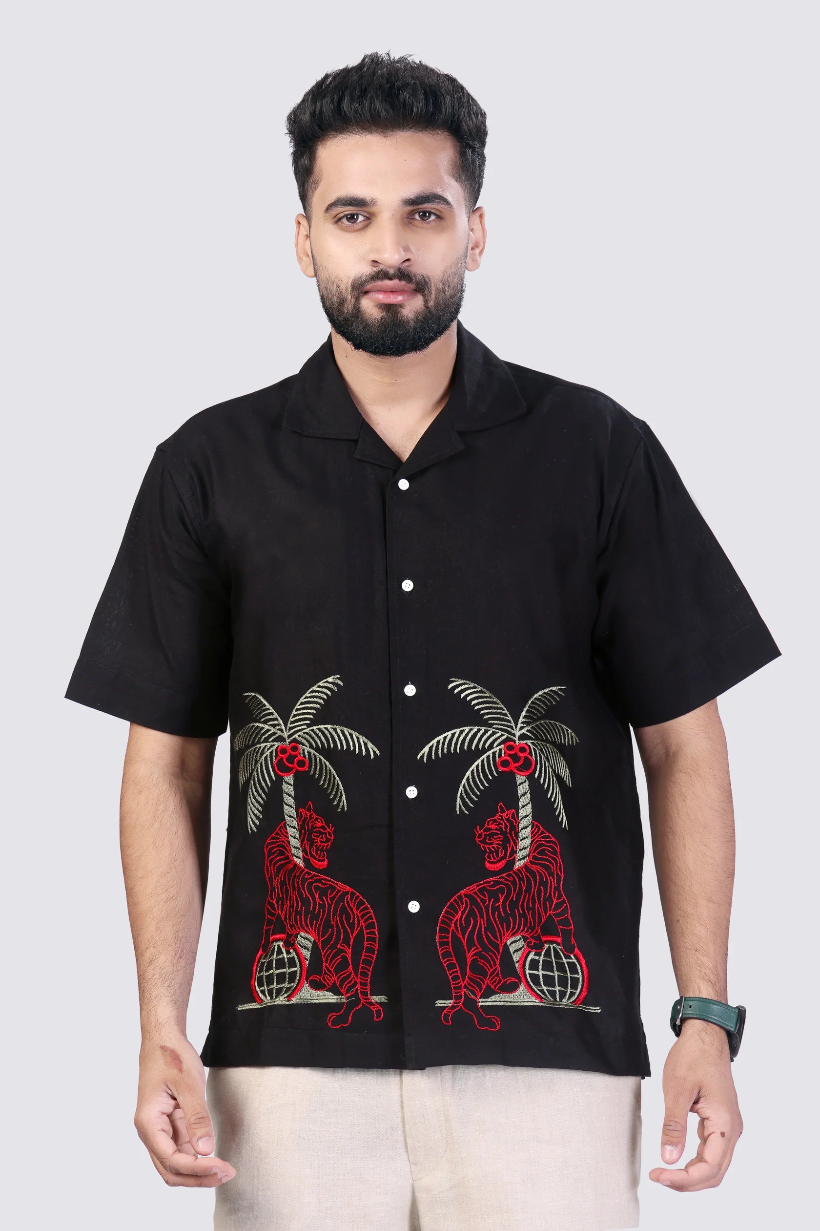 BLACK PANTHER - EMBROIDERED COTTON SHIRT