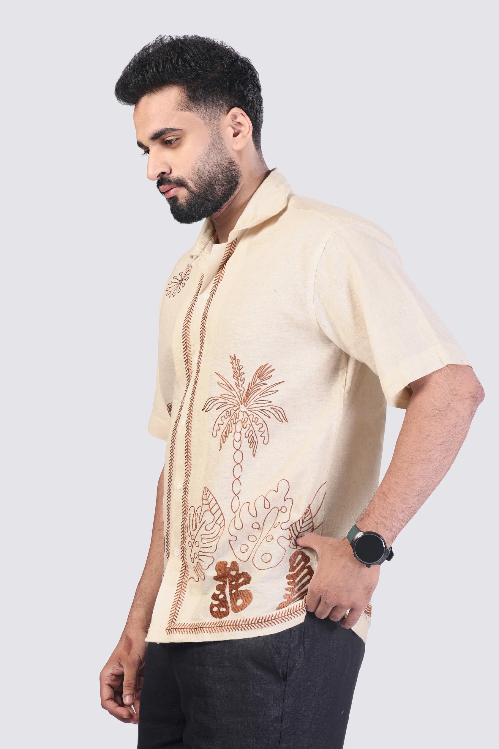 TROPICAL SERANADE - EMBROIDERED COTTON SHIRT