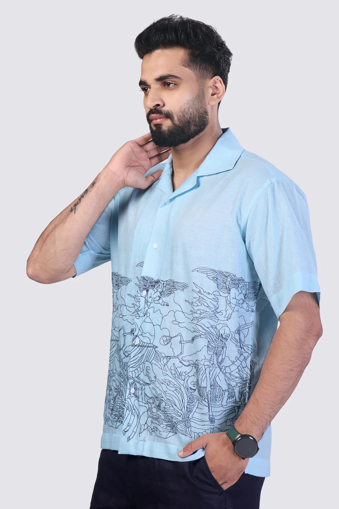 WINGS OF ETERNITY - EMBROIDERED COTTON SHIRT