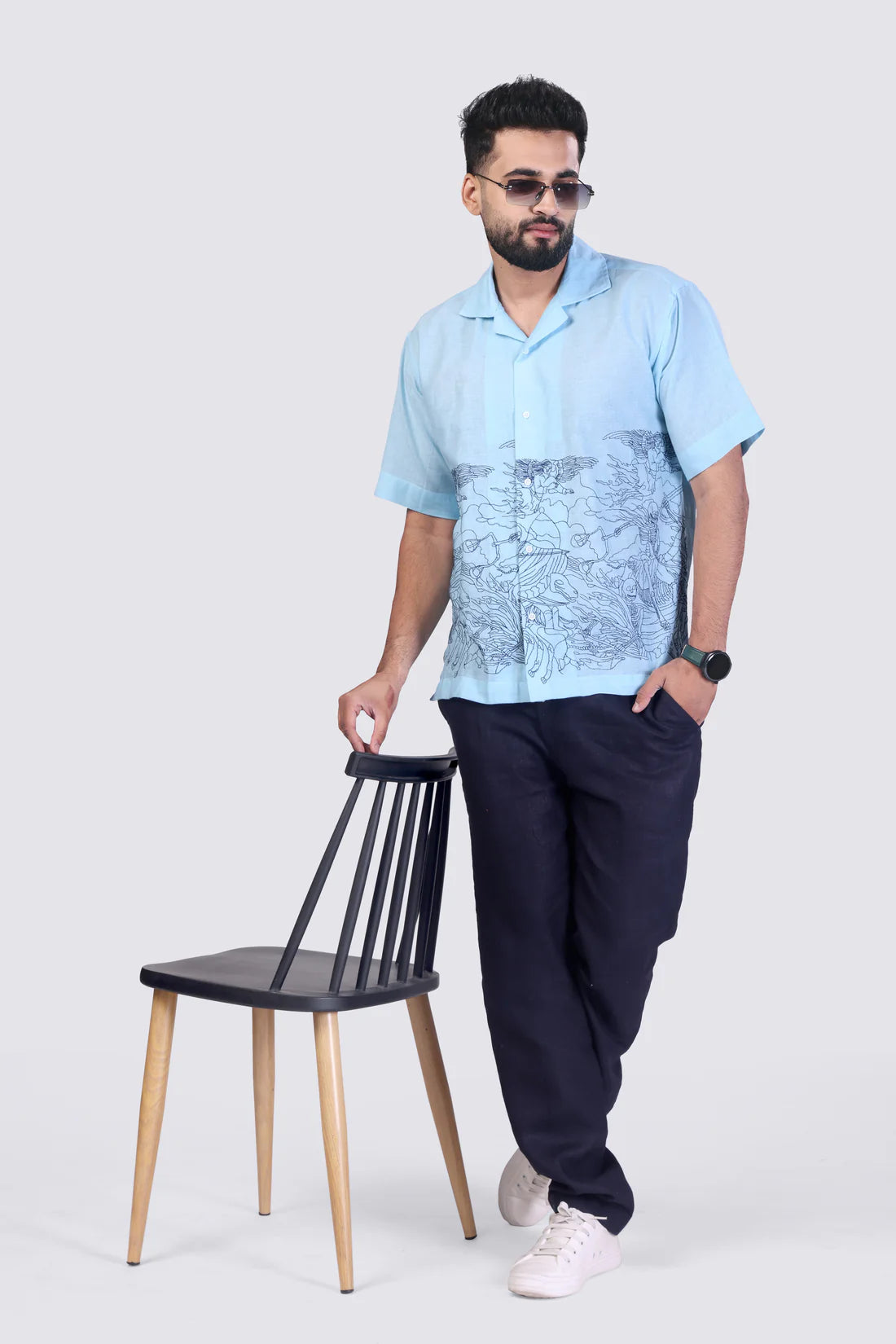 WINGS OF ETERNITY - EMBROIDERED COTTON SHIRT