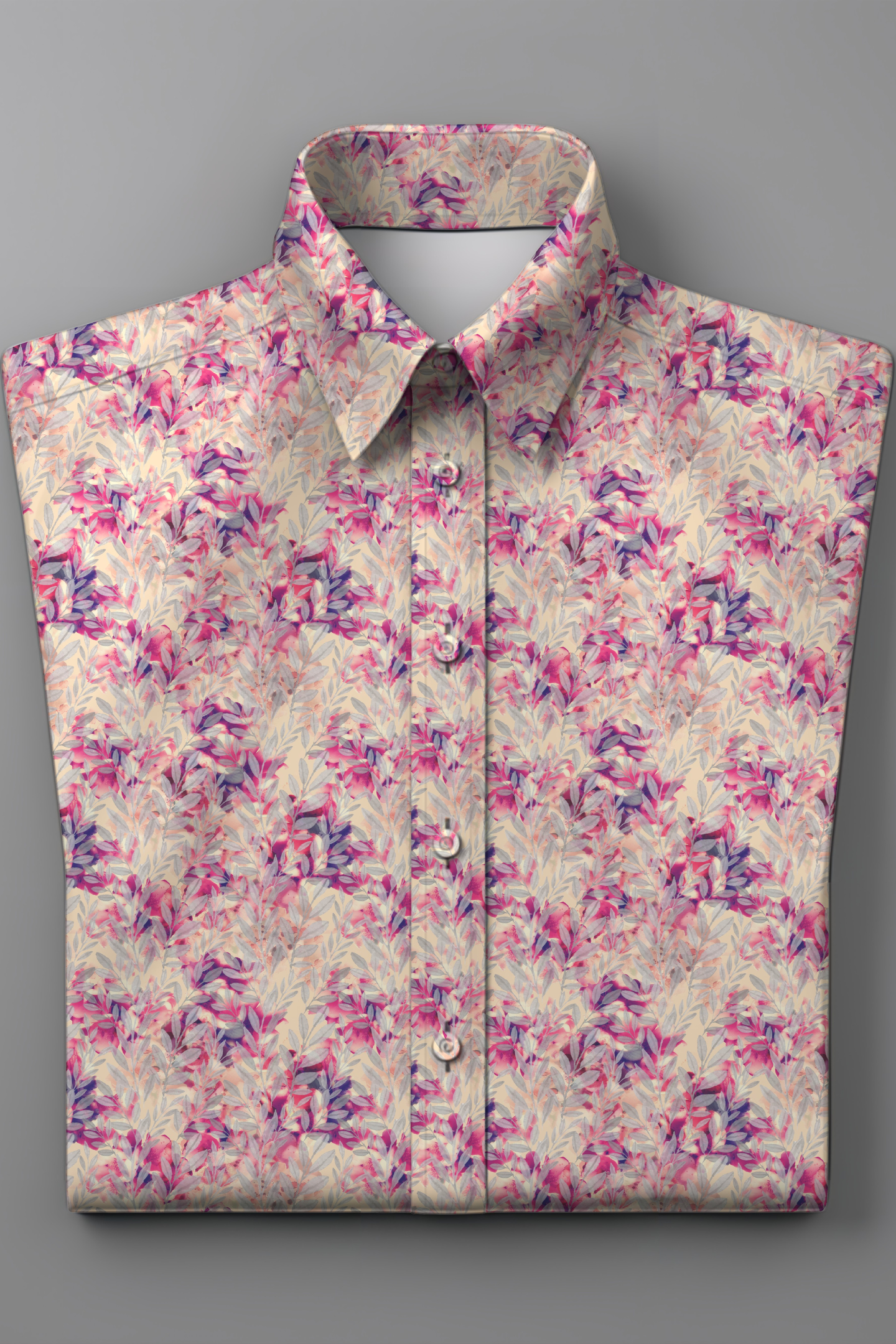 Beige & Pink Tropical Leaf Rayon Shirt