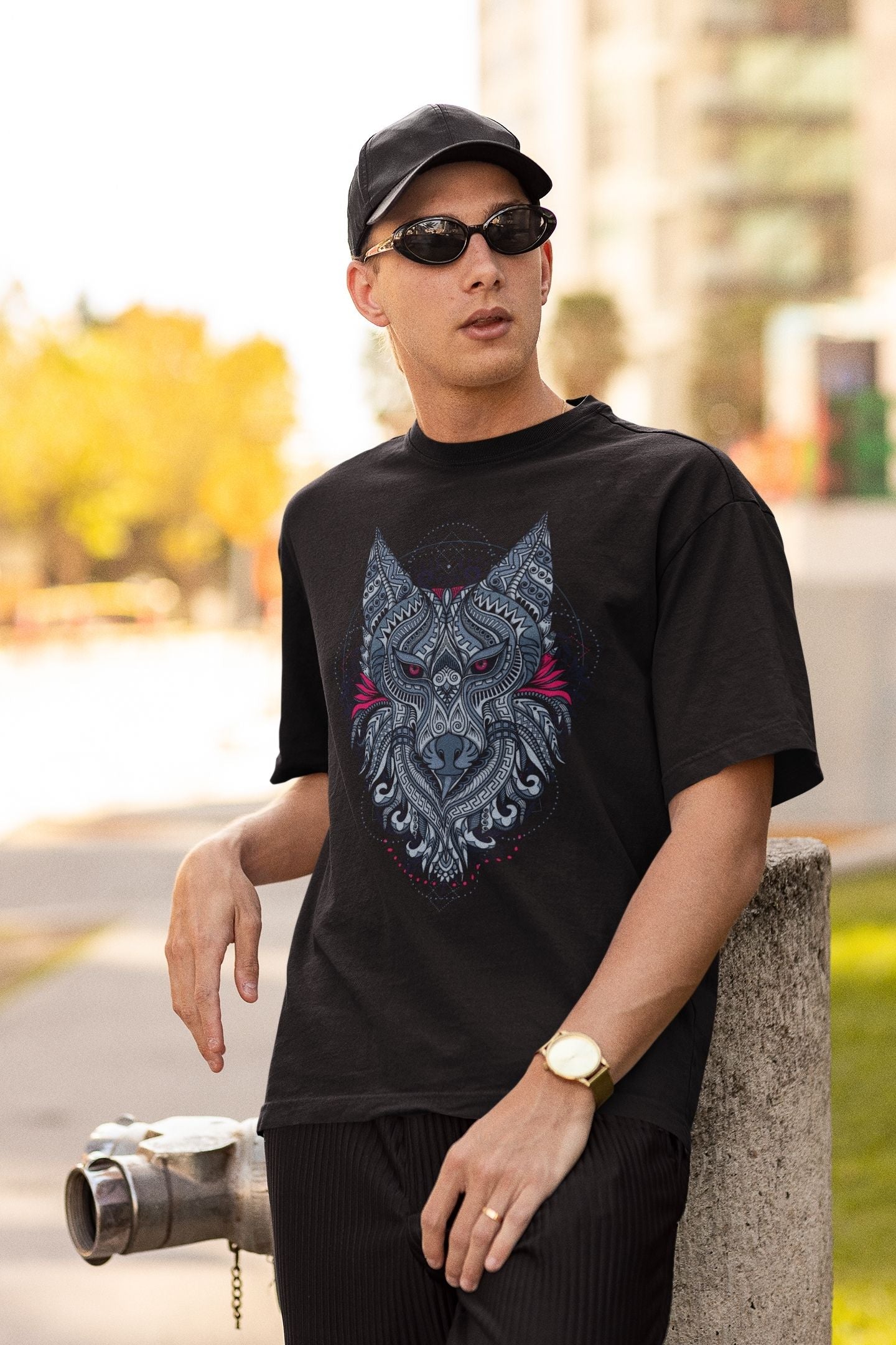 Tribal Wolf Drip Oversized