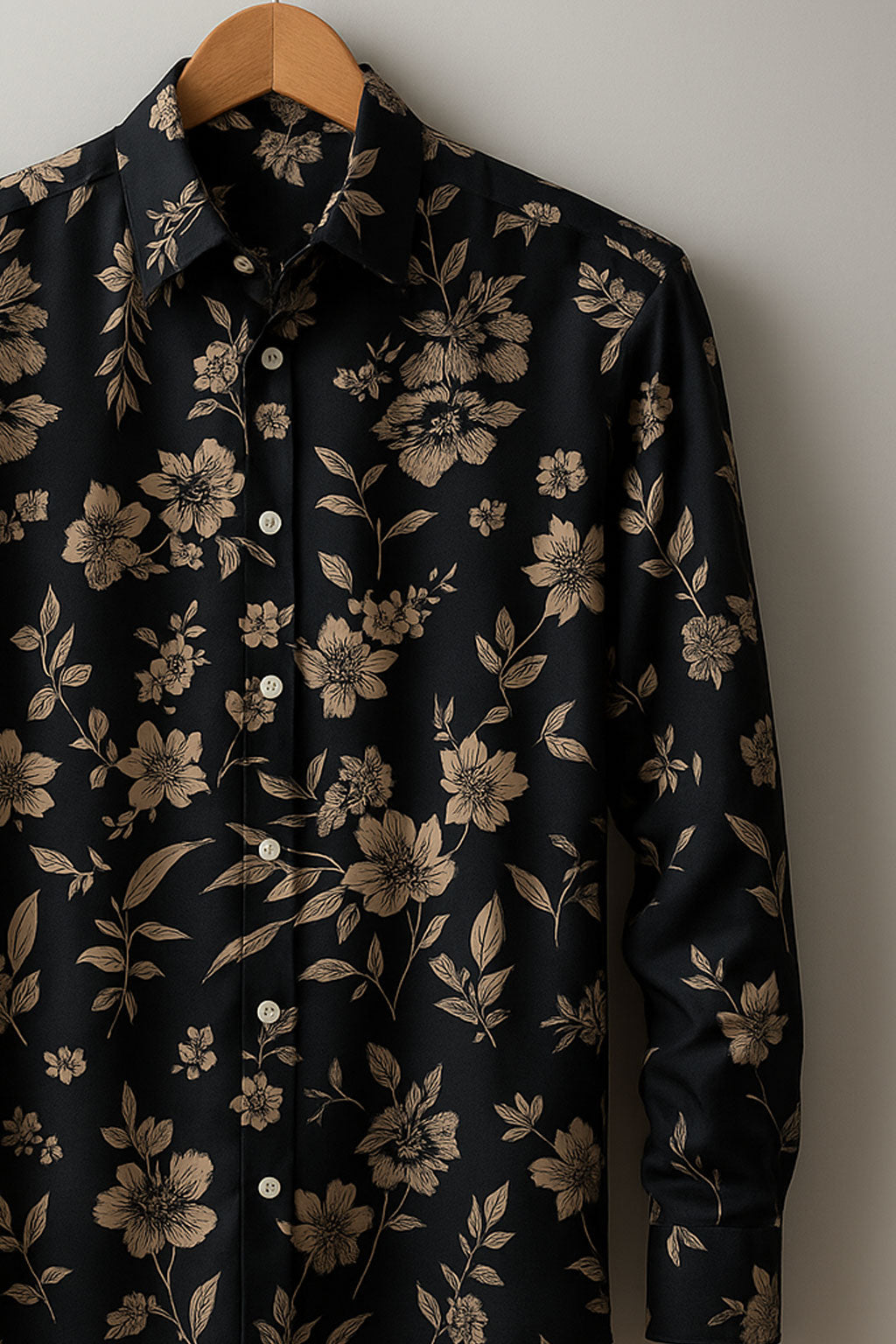 Elegant Beige Floral Rayon Shirt