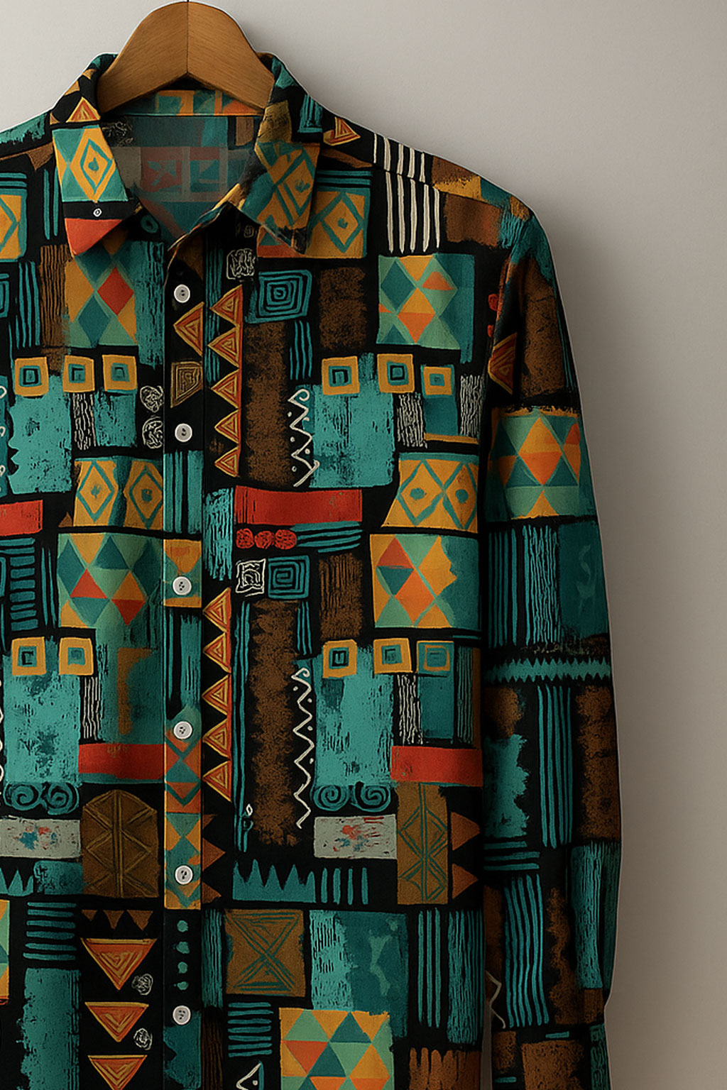 Boho Geometric Multicolor Rayon Shirt