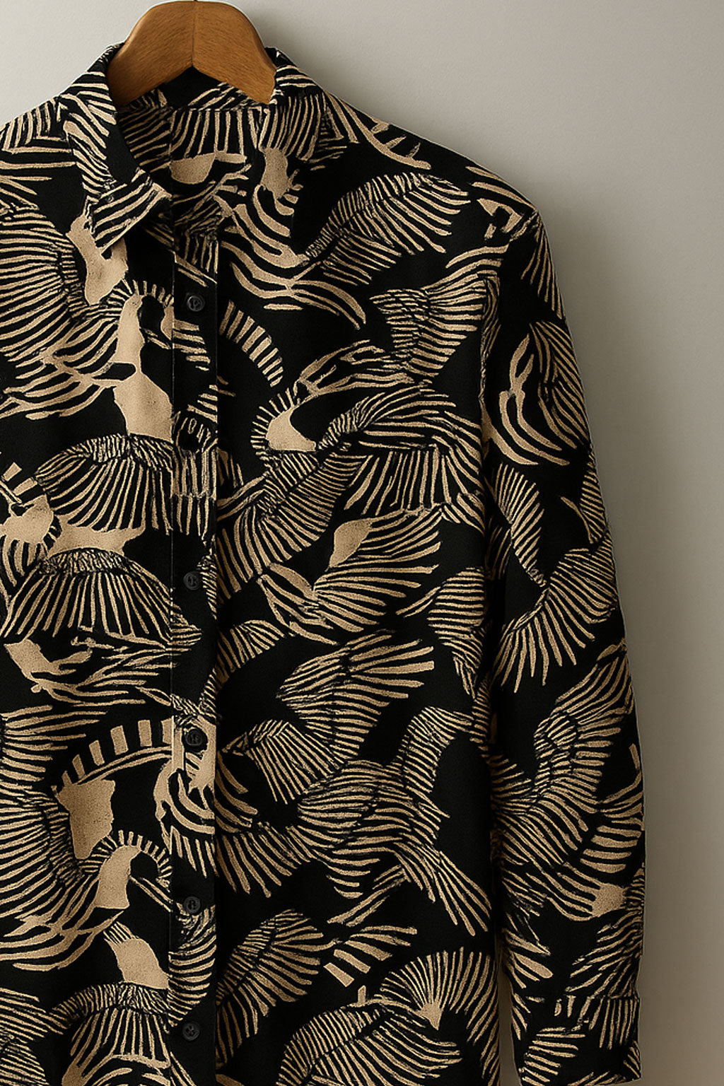Bold Black & White Jungle Rayon Shirt