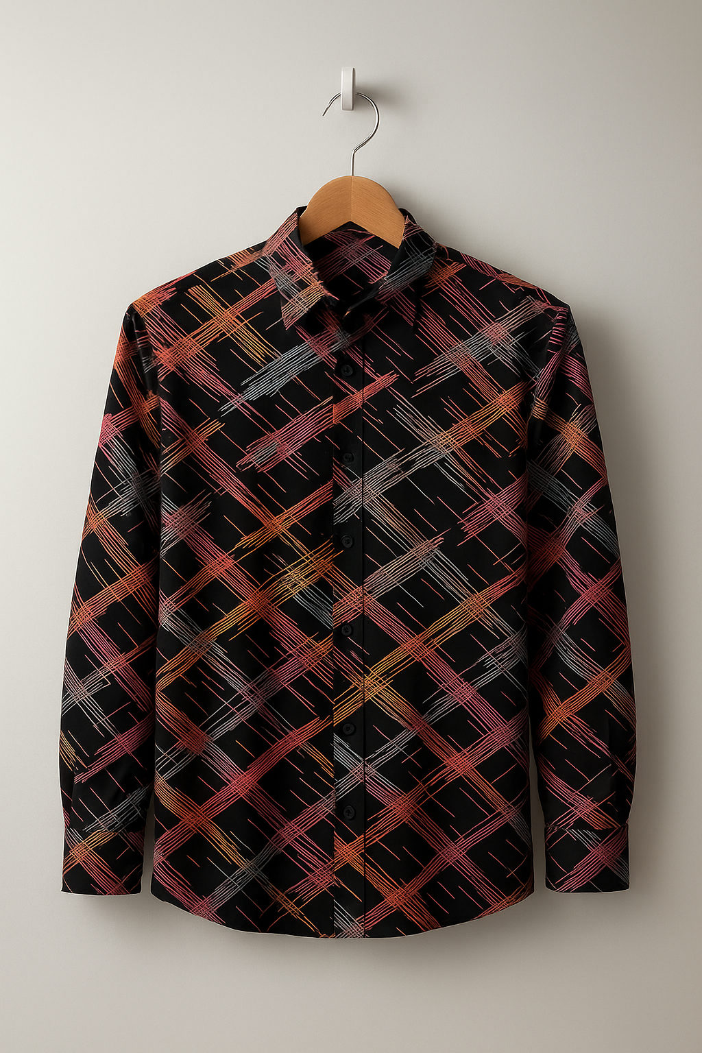 Vibrant Multicolor Crosshatch Rayon Shirt