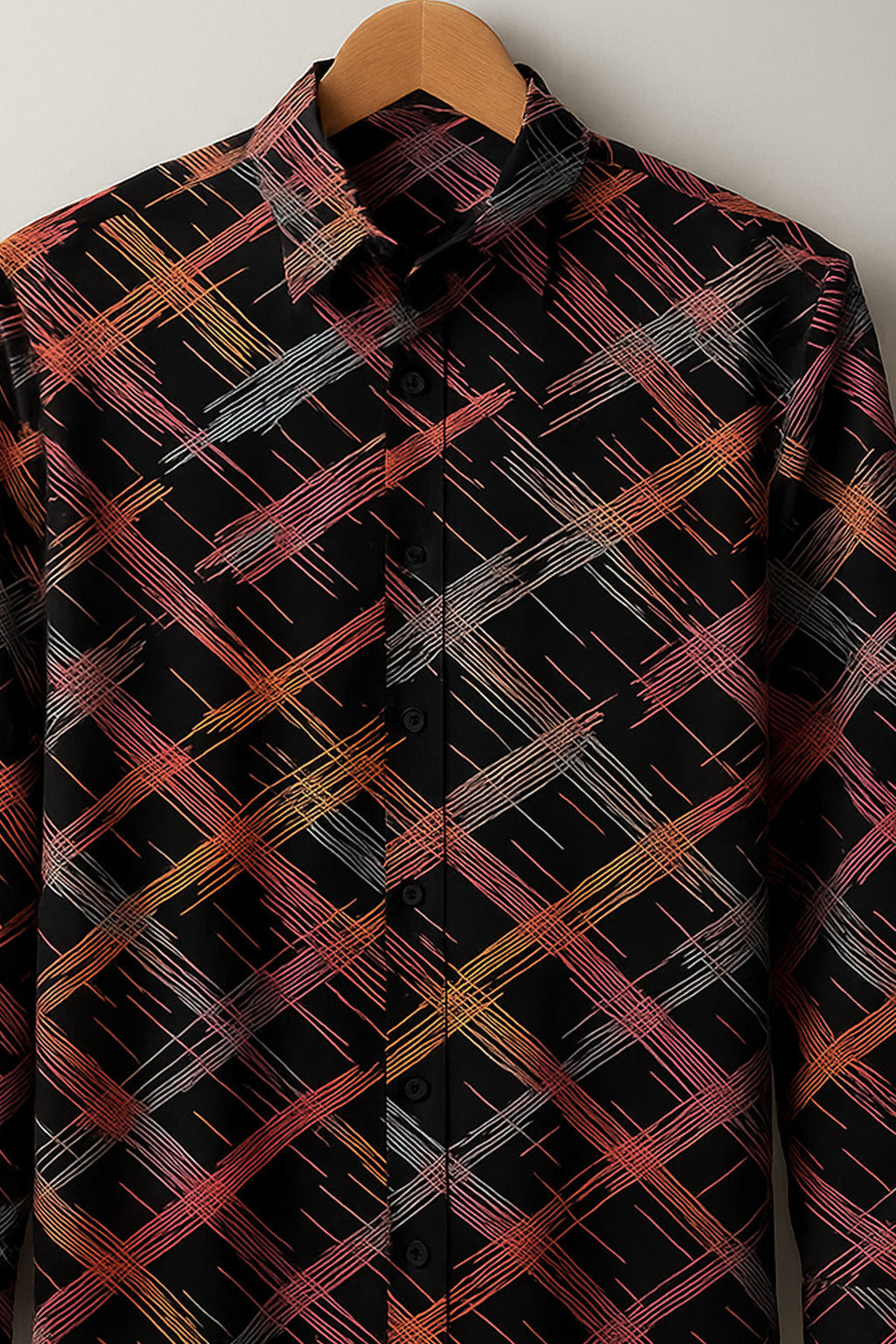Vibrant Multicolor Crosshatch Rayon Shirt