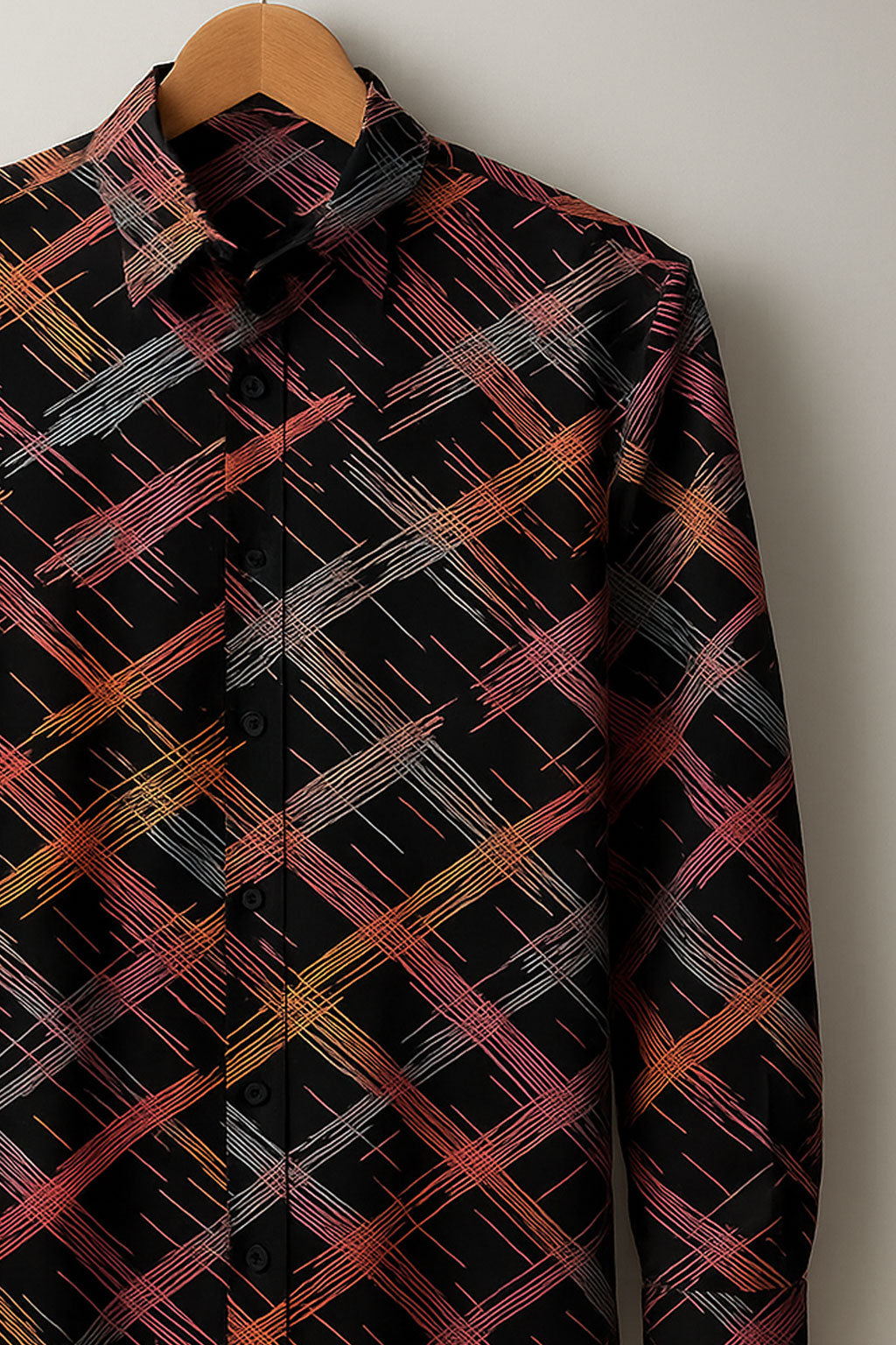 Vibrant Multicolor Crosshatch Rayon Shirt