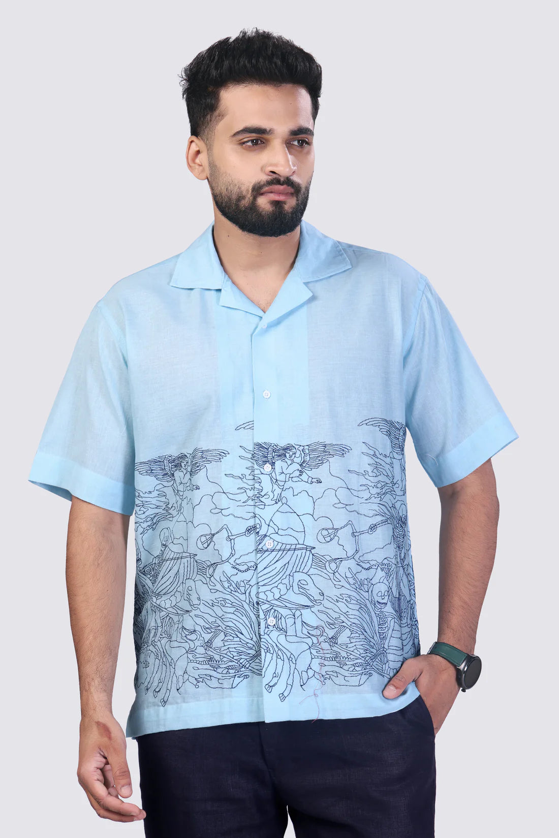 WINGS OF ETERNITY - EMBROIDERED COTTON SHIRT