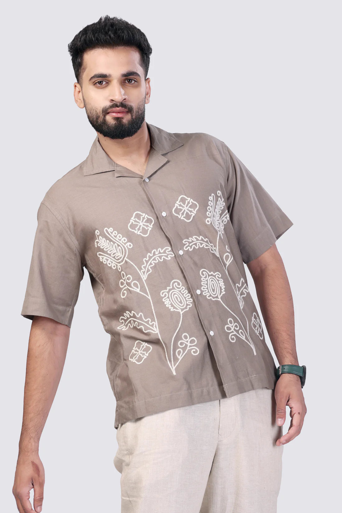 WILD FERNS - EMBROIDERED COTTON SHIRT