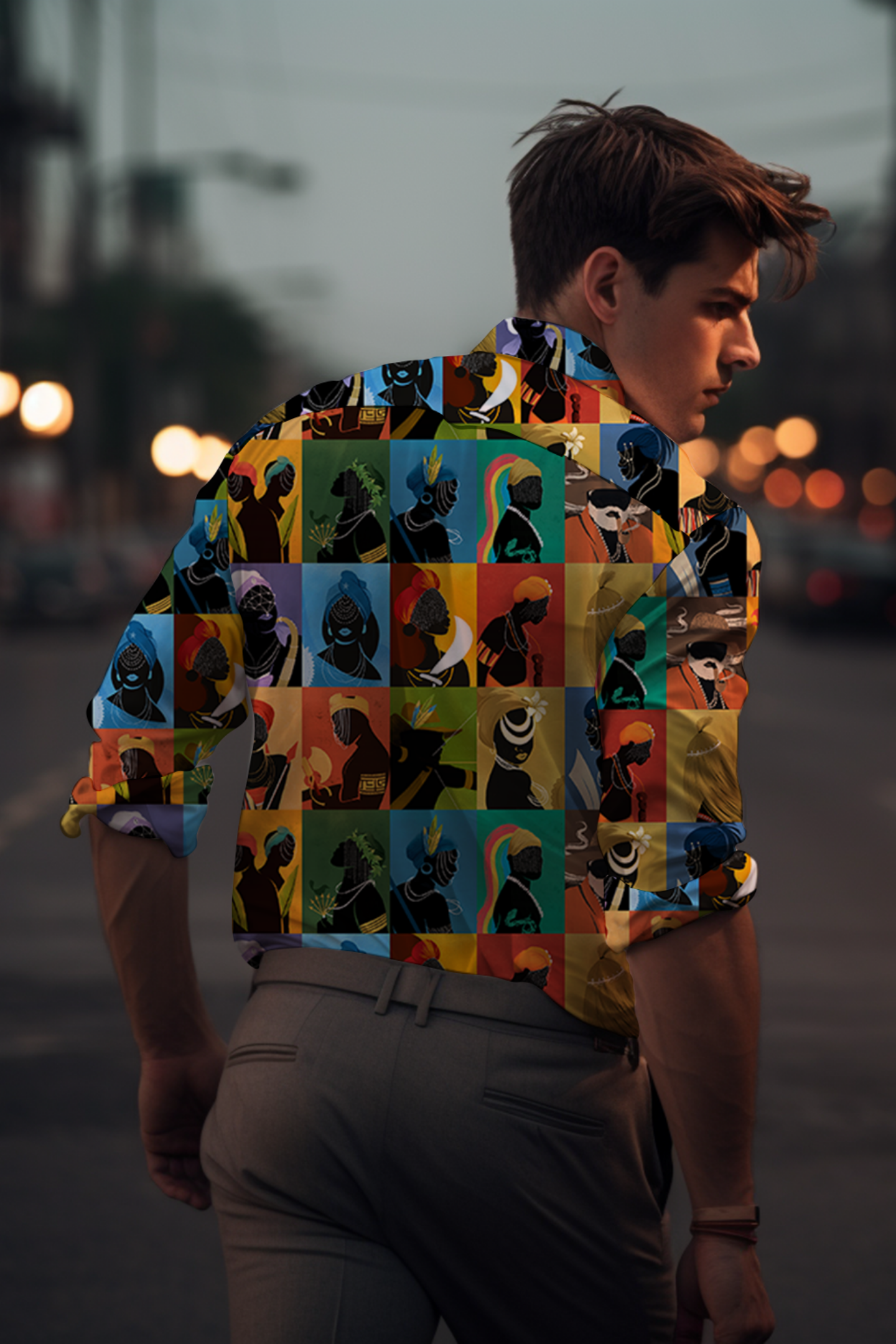 Vibrant Multicolor Cultural Portrait Rayon Shirt