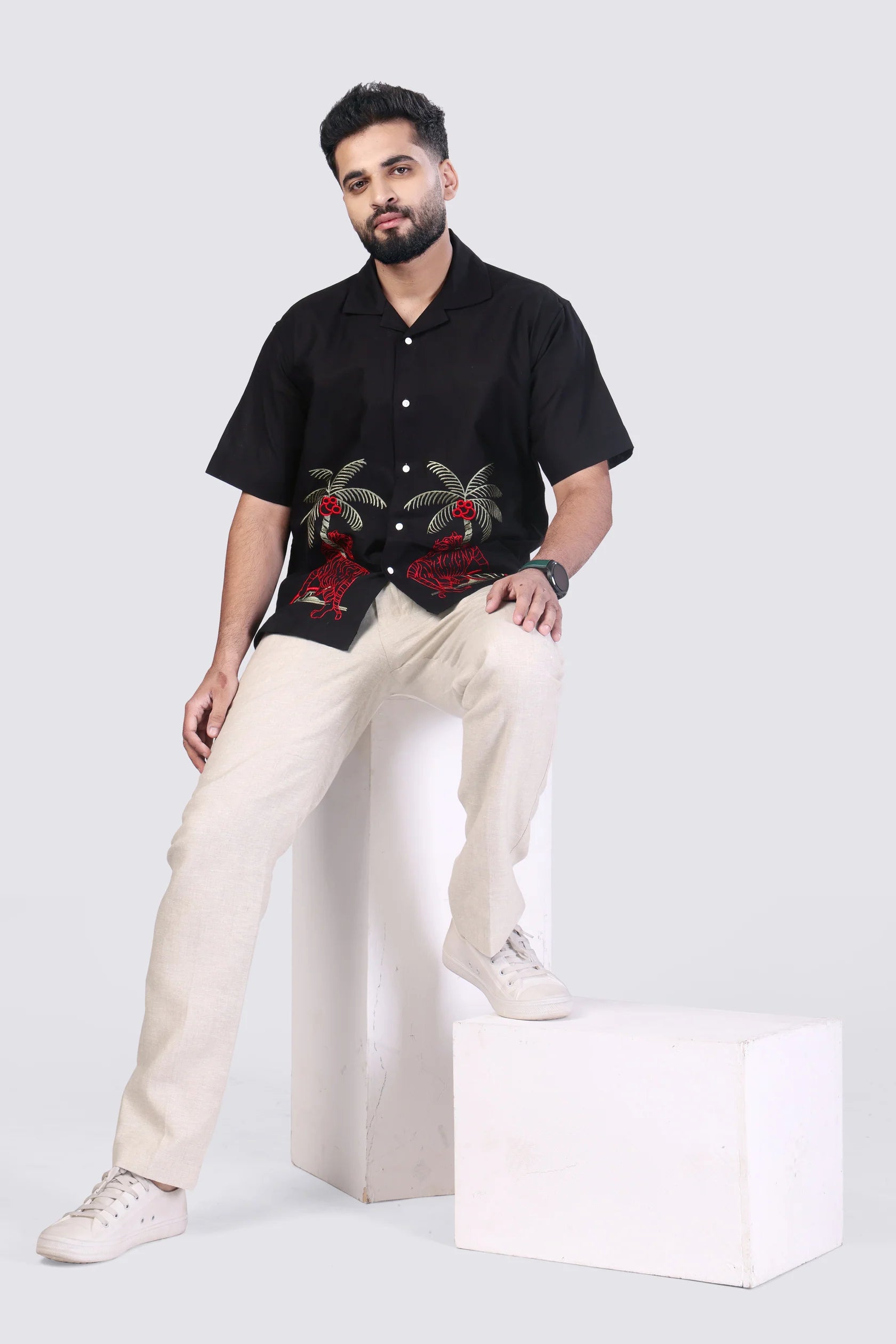 BLACK PANTHER - EMBROIDERED COTTON SHIRT