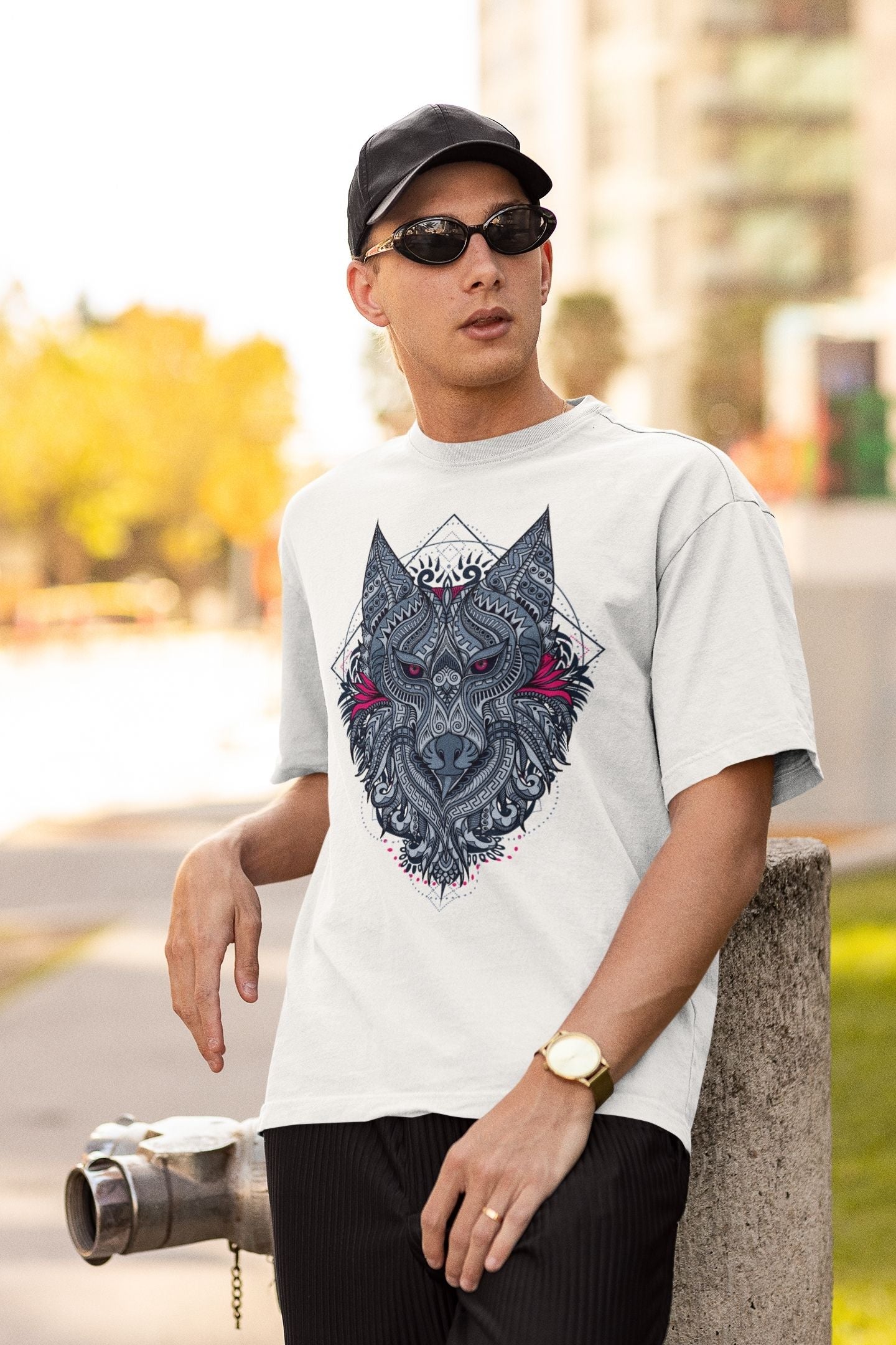 Tribal Wolf Drip Oversized