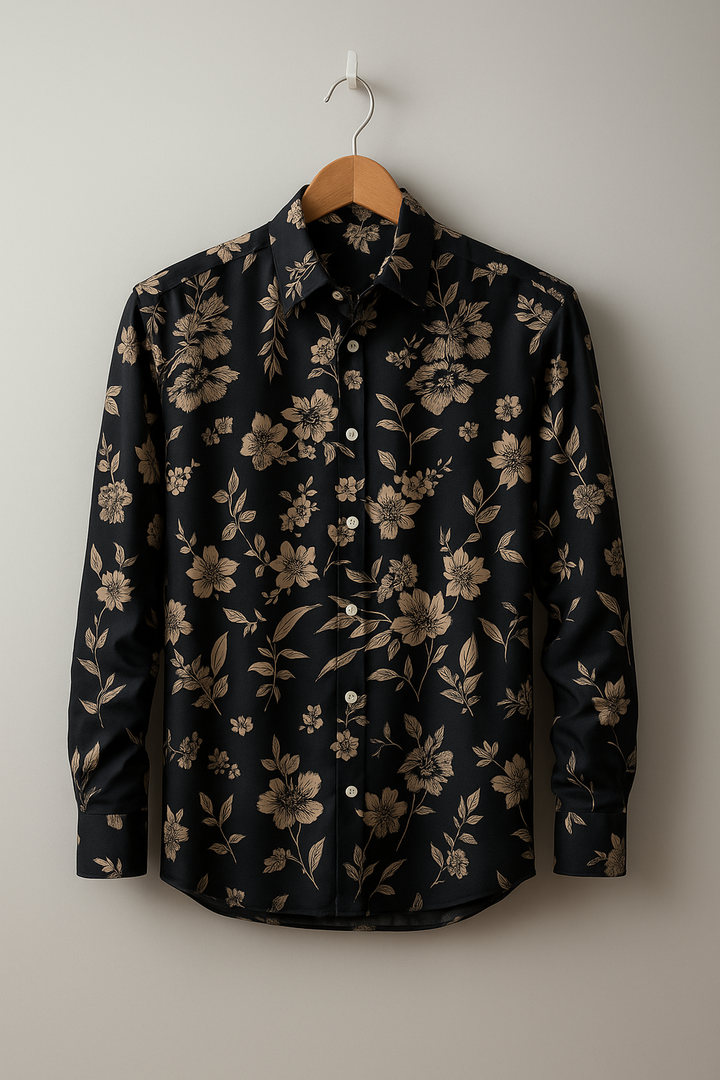 Elegant Beige Floral Rayon Shirt