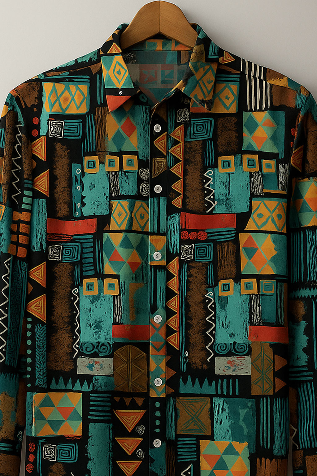 Boho Geometric Multicolor Rayon Shirt