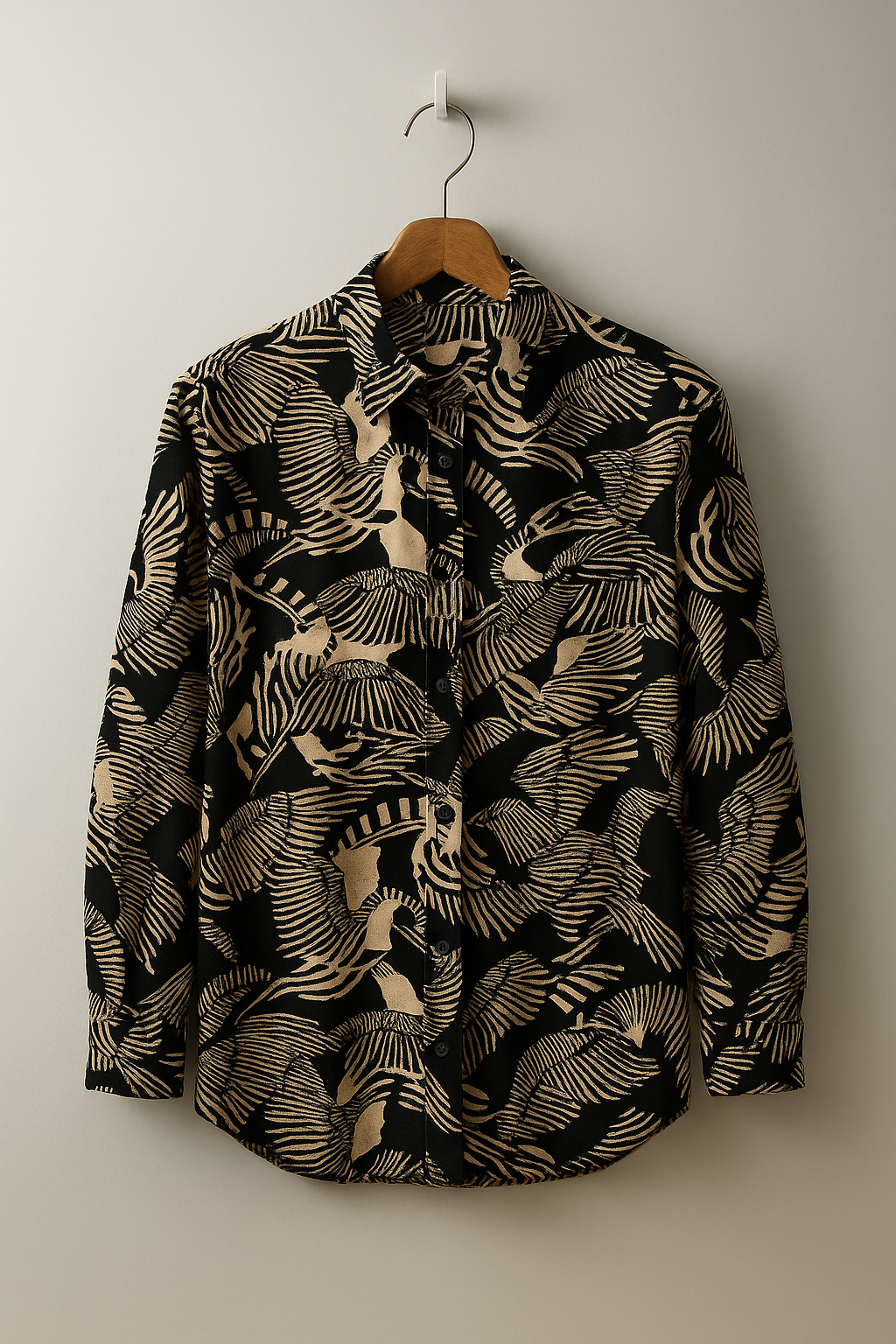 Bold Black & White Jungle Rayon Shirt