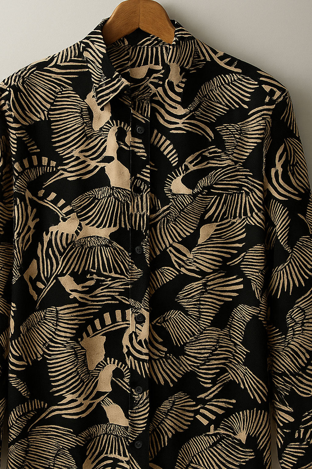 Bold Black & White Jungle Rayon Shirt