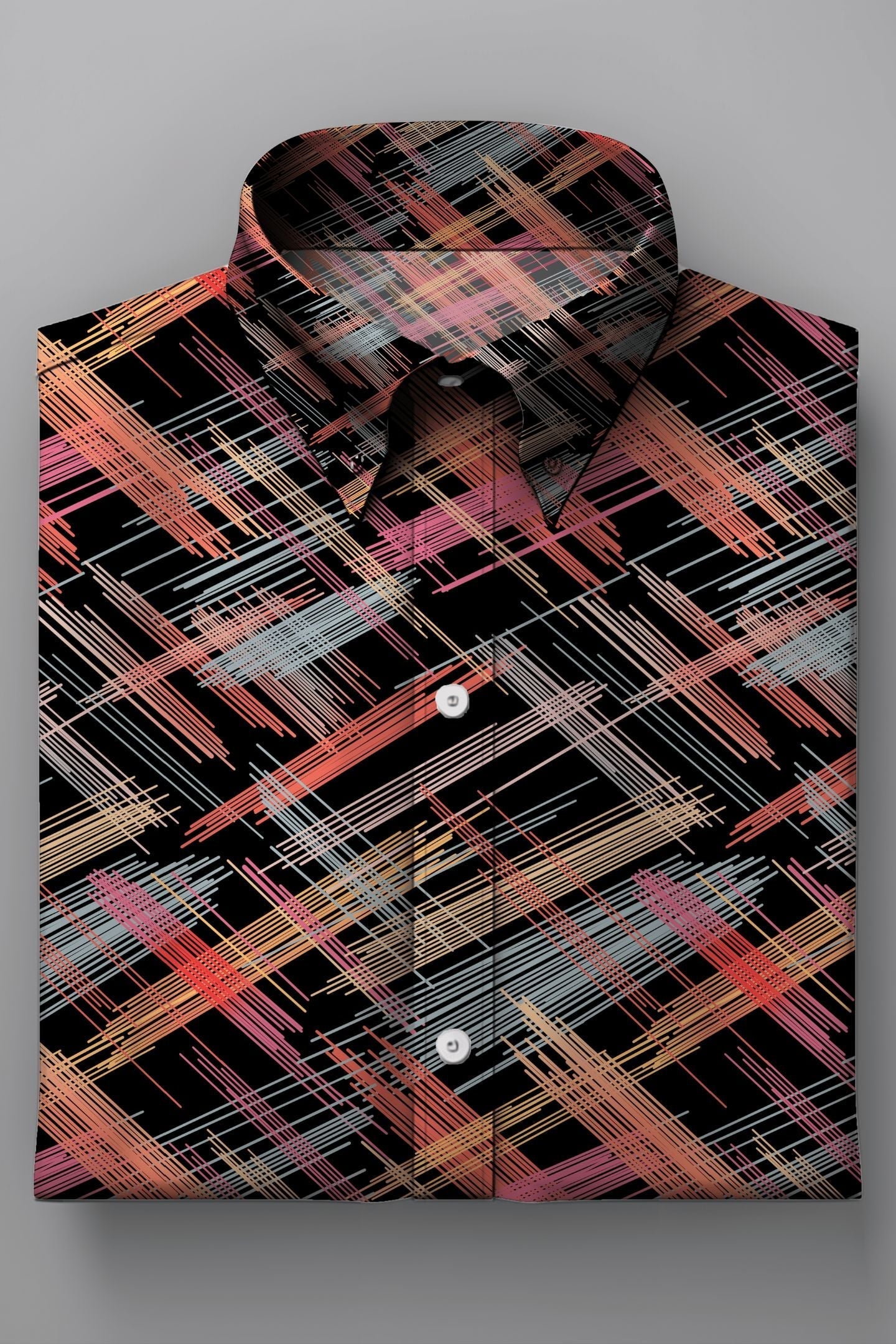 Vibrant Multicolor Crosshatch Rayon Shirt